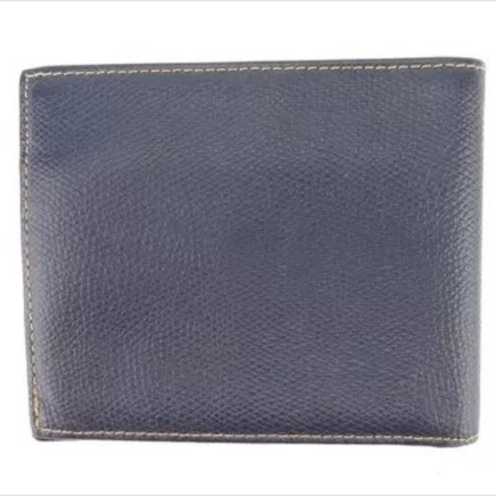 Celine Wallet Purse Bifold Navy Orange leather Mens Authentic Used - Picture 2 of 8